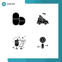 Thematic Vector Solid Glyphs and Editable Symbols of pills reception car champagne information Editable Vector Design Elements