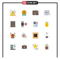 Pack of 16 creative Flat Colors of door system firewall failure crash Editable Pack of Creative Vector Design Elements