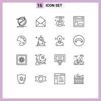 Stock Vector Icon Pack of 16 Line Signs and Symbols for website layout message blog layout melting Editable Vector Design Elements