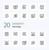 20 Web Design Line icon Pack like internet computer optimization security computer vector