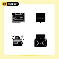 Thematic Vector Solid Glyphs and Editable Symbols of cassette money tape comment communication Editable Vector Design Elements