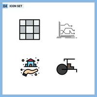 Group of 4 Filledline Flat Colors Signs and Symbols for grid property forward prediction china Editable Vector Design Elements