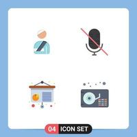 Flat Icon Pack of 4 Universal Symbols of patient presentation hospital mute gramophone Editable Vector Design Elements