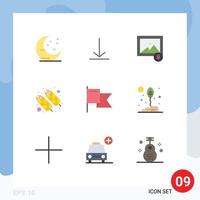 Pictogram Set of 9 Simple Flat Colors of agriculture flag photo country india Editable Vector Design Elements