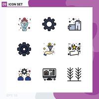 Modern Set of 9 Filledline Flat Colors Pictograph of sort filter batteries multimedia media Editable Vector Design Elements