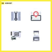 Pack of 4 Modern Flat Icons Signs and Symbols for Web Print Media such as wrench secure map ticket arcade Editable Vector Design Elements