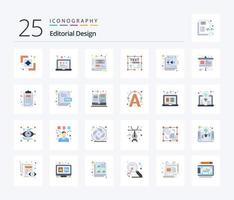 Editorial Design 25 Flat Color icon pack including write. document. art. creative. file vector