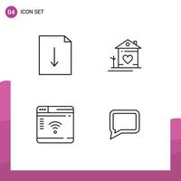 Modern Set of 4 Filledline Flat Colors Pictograph of document iot home couple webpage Editable Vector Design Elements