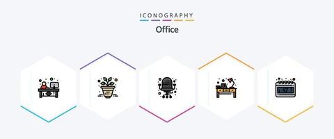 Office 25 FilledLine icon pack including day. workplace. chair. office. light vector