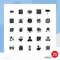 Mobile Interface Solid Glyph Set of 25 Pictograms of web advancement map celebration direction design Editable Vector Design Elements