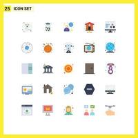 User Interface Pack of 25 Basic Flat Colors of printing home page sweets home man Editable Vector Design Elements