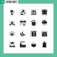 Set of 16 Modern UI Icons Symbols Signs for egg briefcase banking portfolio bag Editable Vector Design Elements