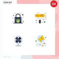 4 Flat Icon concept for Websites Mobile and Apps encryption summer brush air campaign Editable Vector Design Elements