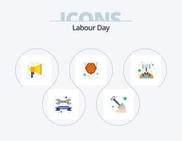 labor día plano icono paquete 5 5 icono diseño. soldador. hombre. minería. gancho. construcción vector