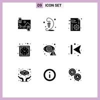 9 User Interface Solid Glyph Pack of modern Signs and Symbols of watch timer lamp clock file Editable Vector Design Elements