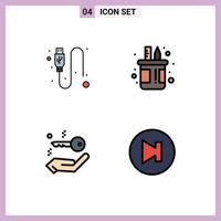 4 Creative Icons Modern Signs and Symbols of cable house wire pen real estate Editable Vector Design Elements