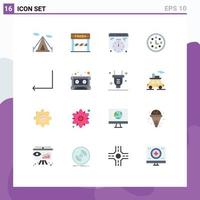 Set of 16 Modern UI Icons Symbols Signs for audio back web arrow time Editable Pack of Creative Vector Design Elements