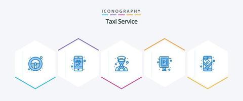 Taxi Service 25 Blue icon pack including route. mobile. driver. gps. sign vector