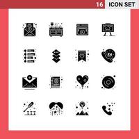 User Interface Pack of 16 Basic Solid Glyphs of hang presentation pan video player player Editable Vector Design Elements