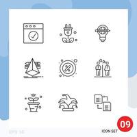 Modern Set of 9 Outlines Pictograph of part tools pen sketch design Editable Vector Design Elements