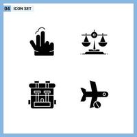 Modern Set of 4 Solid Glyphs Pictograph of double hobbies touch law cancel Editable Vector Design Elements