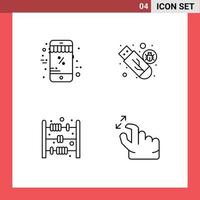 Set of 4 Modern UI Icons Symbols Signs for online abacus toy discount storage count Editable Vector Design Elements