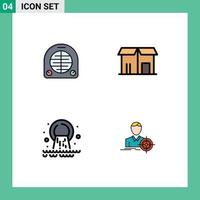 4 Universal Filledline Flat Colors Set for Web and Mobile Applications fan pollution home sale sewage Editable Vector Design Elements