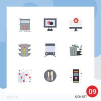 User Interface Pack of 9 Basic Flat Colors of rule signal computers traffic monitor Editable Vector Design Elements