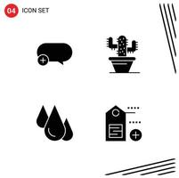 Set of 4 Modern UI Icons Symbols Signs for chat learn add plant study Editable Vector Design Elements