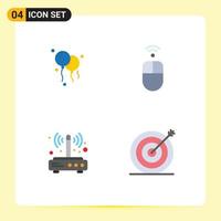 4 Universal Flat Icons Set for Web and Mobile Applications balloons connection hardware modem creative Editable Vector Design Elements