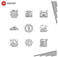 Outline Pack of 9 Universal Symbols of devices scene emergency nature landscape Editable Vector Design Elements