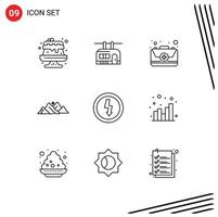 Outline Pack of 9 Universal Symbols of devices scene emergency nature landscape Editable Vector Design Elements