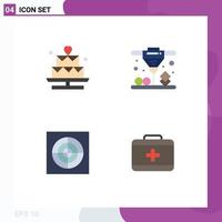 Set of 4 Commercial Flat Icons pack for cake fan valentine laser sintering healthcare Editable Vector Design Elements