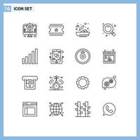 16 Universal Outlines Set for Web and Mobile Applications love signal food phone find Editable Vector Design Elements