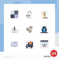 9 Thematic Vector Flat Colors and Editable Symbols of focus focus group man space app Editable Vector Design Elements