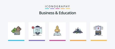 negocio y educación línea lleno 5 5 icono paquete incluso mercado. tienda. dólar. certificado. negocio. creativo íconos diseño vector