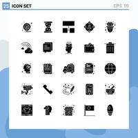 Group of 25 Modern Solid Glyphs Set for pot flower sitemap procrastination distractions Editable Vector Design Elements