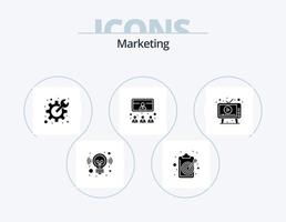 Marketing Glyph Icon Pack 5 Icon Design. video. meeting. target. conference. spanner vector