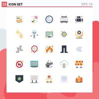 25 Thematic Vector Flat Colors and Editable Symbols of media tools browser industry ui Editable Vector Design Elements