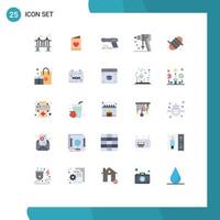 Flat Color Pack of 25 Universal Symbols of tool perforator heart construction shooter Editable Vector Design Elements