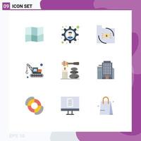 Editable Vector Line Pack of 9 Simple Flat Colors of office spa document relax transport Editable Vector Design Elements