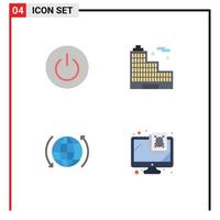 Mobile Interface Flat Icon Set of 4 Pictograms of interface globe ui city arrow Editable Vector Design Elements