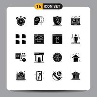 16 User Interface Solid Glyph Pack of modern Signs and Symbols of files support internet seo consulting Editable Vector Design Elements
