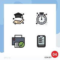 Set of 4 Modern UI Icons Symbols Signs for education connected alarm mobile gadget Editable Vector Design Elements