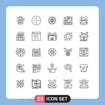 Pack of 25 Modern Lines Signs and Symbols for Web Print Media such as startup career data business statistics Editable Vector Design Elements