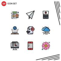 Set of 9 Modern UI Icons Symbols Signs for a education tecnology cap connect Editable Vector Design Elements