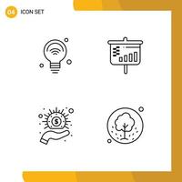 Modern Set of 4 Filledline Flat Colors and symbols such as bulb cash iot projector money Editable Vector Design Elements