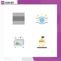 Pictogram Set of 4 Simple Flat Icons of grid campaign champion design politics Editable Vector Design Elements