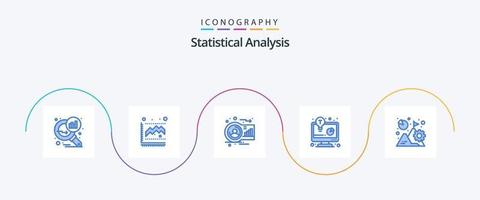 Statistical Analysis Blue 5 Icon Pack Including analysis. business report. analysis. business idea. person vector