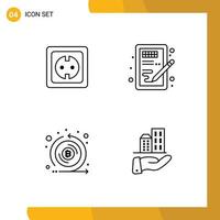 Modern Set of 4 Filledline Flat Colors Pictograph of electrical learning power supply design crypto Editable Vector Design Elements